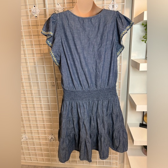 Women’s eShakti Wool Embellished Cotton Chambray Tier Dress Size 20W - Picture 7 of 12